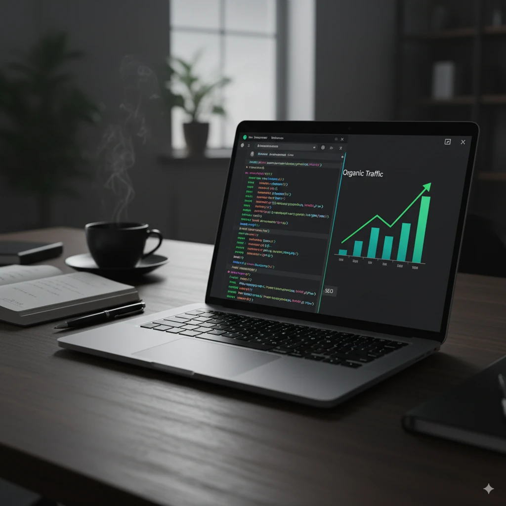 Website technical audit results shown on screen