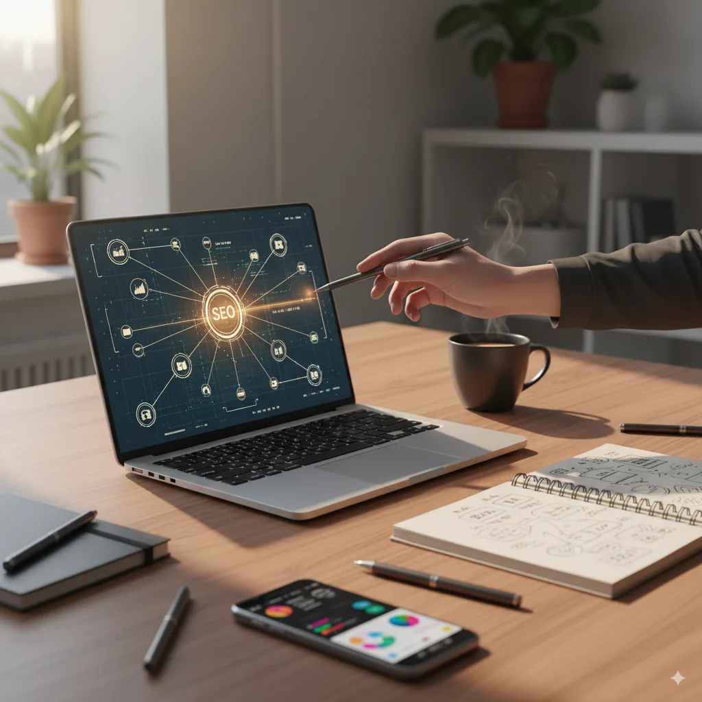 Handshake icon with link network visual